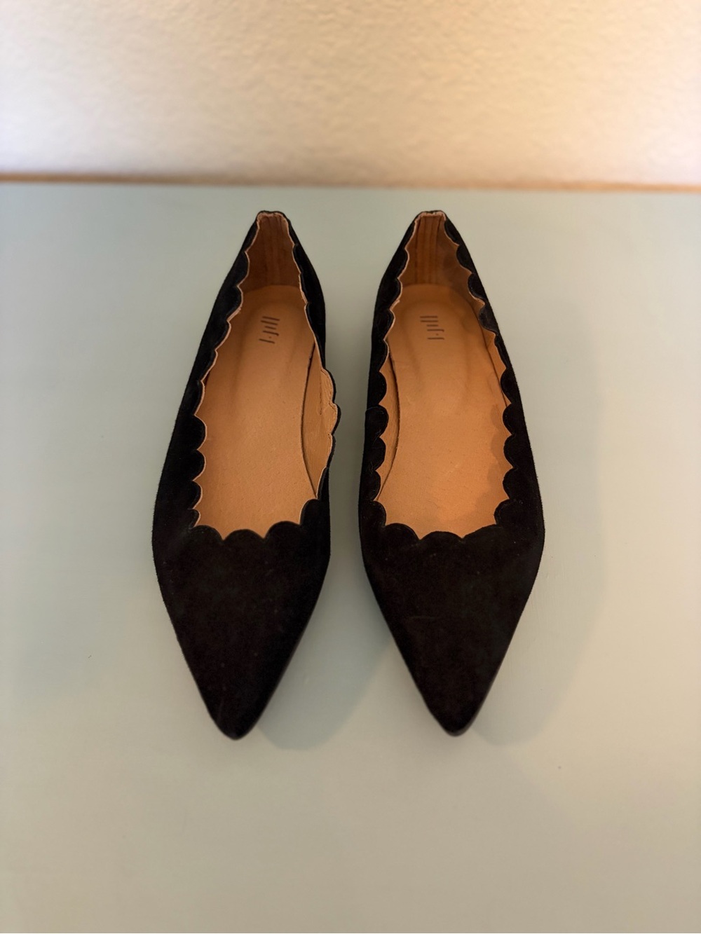 J. Jill Black Scalloped Pointed-Toe Flats